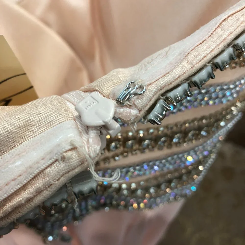 Alyce Blush and Gold Prom or Bridesmaid Dresses, Strapless Aline Flowy chiffon - Picture 10 of 13